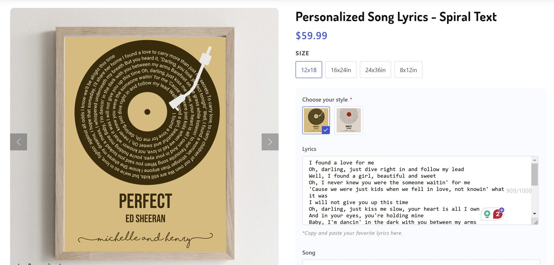 Personalize song lyrics with Spiral Text